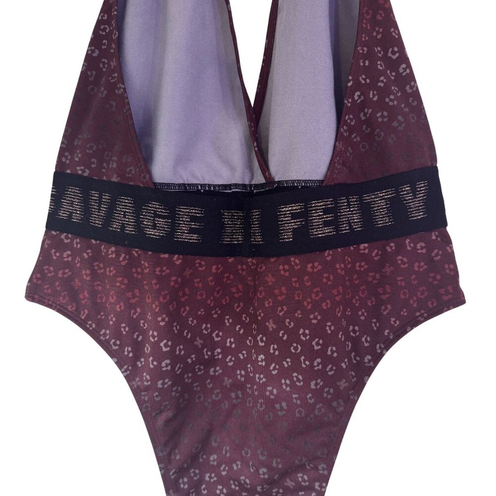 Savage x Fenty Bodysuit Women's Red/Black Halter Top Backless Stretchy Size M - Picture 5 of 9